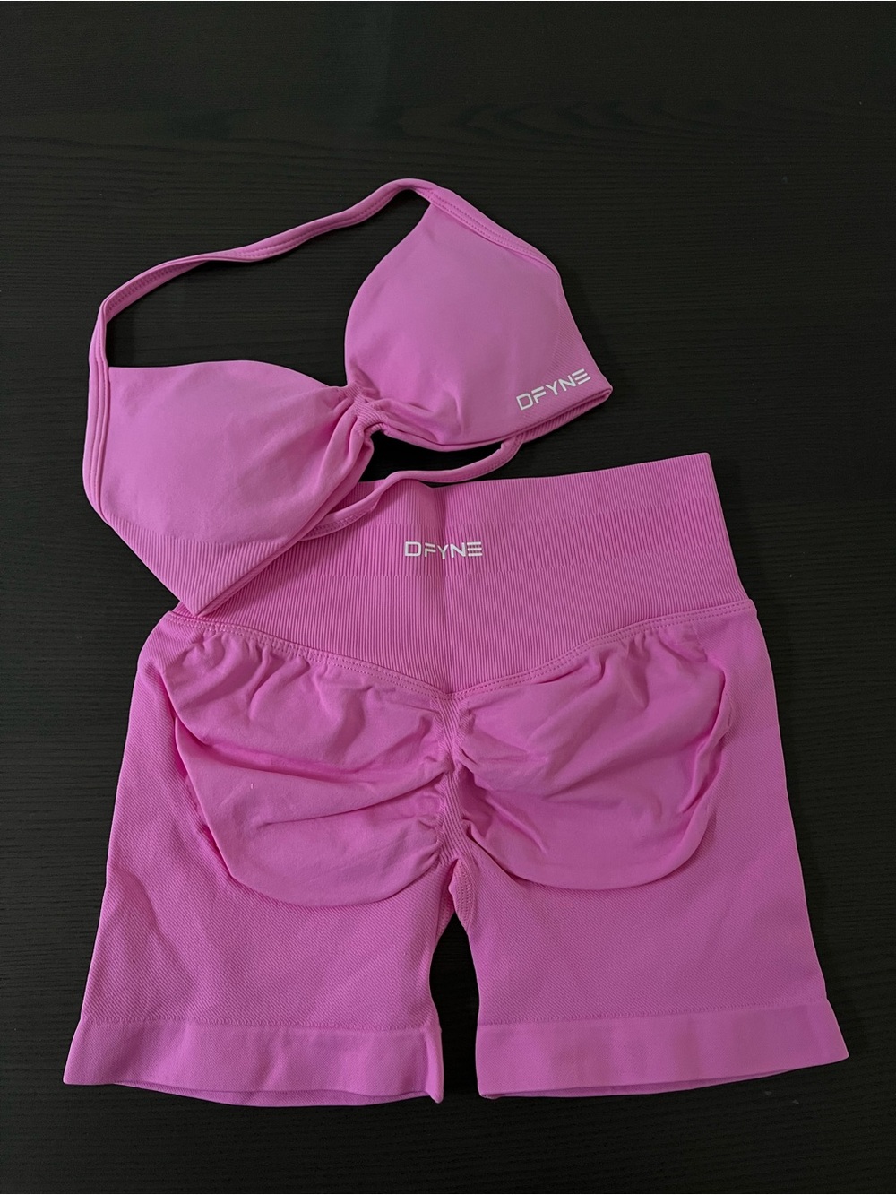 DFYNE Women's Pink High-Waist Scrunch Bike Shorts